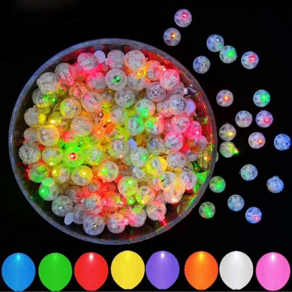 100Pcs Multicolor LED Balloon Lights, Waterproof Rainbow Flash Tiny Light Mini